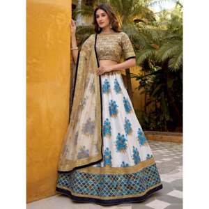 Multi-Color Embroidered Silk Lehenga Choli for Sangeet <b>Wedding</b> Wear - Product Image 5