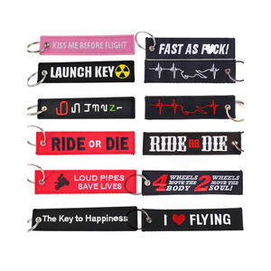 Popular Design Wholesale <b>Custom</b> Stainless Steel Polyester <b>Keychain</b> Double Sided for Embroidered Air Tag Woven Heart Pattern - Product Image 3