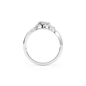 Anillo de Compromiso y Boda de Plata de Ley 925 con Flor de Diamantes, Corte Brillante Redondo, Engaste de Garras, Estilo Romántico, para Mujer - Product Image 4