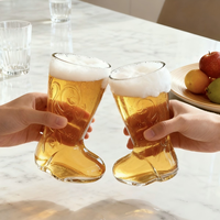 Verre à bière créatif transparent de 300 ml en forme de botte, double paroi isolée, durable, sans BPA, compatible lave-vaisselle, vente en gros