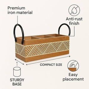 Elegante Portacubiertos de Madera Moderno y Ecológico FAIZA CRAFT para Cubiertos y Vajilla Hecho en India - Product Image 4