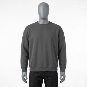 Custom Heavyweight 100% Cotton Crewneck Solid Eco-Friendly Breathable Unisex Plus Size Winter Knitted Sweatshirt OEM Wholesale - Product Image 3