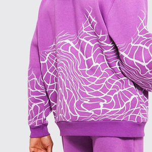 Ensemble de survêtement pour homme, violet uni, à fermeture éclair, à capuche, manches longues, style streetwear, design 2 en 1, coupe classique, vêtements d'automne - Product Image 5