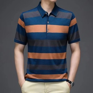 เสื้อเชิ้ตแขนสั้นผู้ชาย ผ้าโพลีเอสเตอร์ระบายอากาศได้ดี พิมพ์ลายดิจิตอล ทรงลำลอง สีกรมท่า สีฟ้าอ่อน สีขาว - Product Image 2