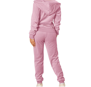 Long Sleeve Jacket Tracksuit Women's Hooded Solid Tracksuit Full Sleeve Zipper Closure Casual Joggers Set Breathable Regular Fit - Product Image 3