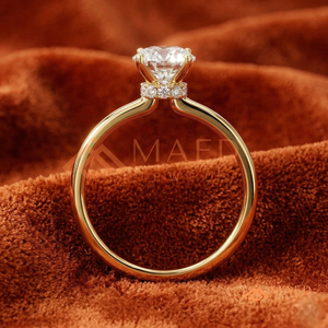 Moissanite Oval <b>Solitaire</b> <b>Ring</b> for Women Gold Tone Engagement Anniversary Jewelry Elegant Daily Wear Style - Product Image 3