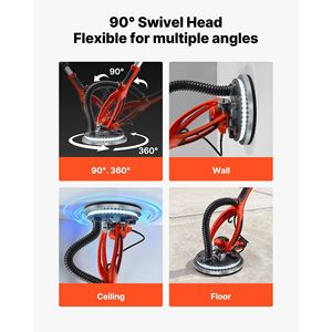 Levigatrice Elettrica per Cartongesso 950W, 7 Velocità Variabili 1000-2300 RPM, Strumento 2-in-1 per Rimozione Soffitti a Popcorn con LED a Doppio Pannello, Trituratore e Sminuzzatore - Product Image 4