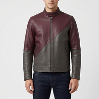 Veste en cuir véritable élégante pour homme, style motard, col montant, plusieurs poches zippées, finition lisse et confortable