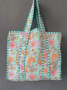 Handmade Cotton Quilted Tote <b>Bag</b> for Women – <b>Lightweight</b> Floral Print Shoulder <b>Bag</b> for Daily Use - Product Image 4