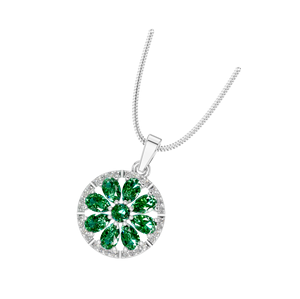 Élégant collier pendentif en pierre précieuse émeraude or blanc argent forme de poire verte fleur d'émeraude pendentifs fins breloques Sterling - Product Image 3