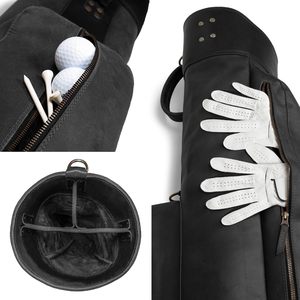 Sac de golf en cuir avec séparateur supérieur et bandoulière, sacs de golf vintage pour hommes et femmes, sac de transport silencieux pour le dimanche - Product Image 3