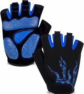 Orha International OI-CG-97 <b>Half</b> Finger Weight Lifting Gloves Blue Flame Design Non <b>Slip</b> Hook Loop Closure Unisex Outdoor - Product Image 1