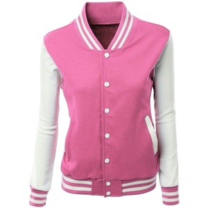 Chaqueta universitaria rosa para mujer con mangas recubiertas blancas Chaqueta Versity de invierno - Product Image 1
