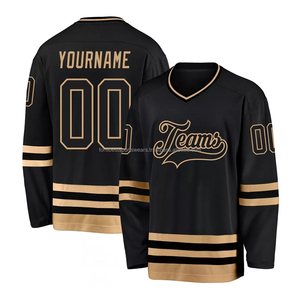 Jersey de Hockey sobre Hielo Personalizado Negro y Rojo, Cuello en V, Manga Larga, Nombre y Número Personalizados, Uniforme de Equipo Unisex, Transpirable y Ecológico - Product Image 2