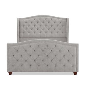 Set letto matrimoniale Marcella in poliestere grigio argento con testiera imbottita - Product Image 6