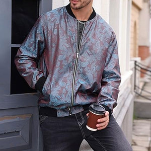 Chaqueta Bomber Ligera para Hombre, Manga Larga, Cierre de Cremallera, Estilo Retro Disco de los 70, Informal, para Primavera, Otoño y Verano, Transpirable - Product Image 4