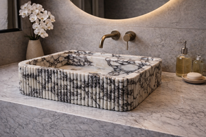 Natural Calacatta Marble Vessel Sink Luxury Stone Modern Rectangle Eco-Friendly Handmade Bathroom <b>Basin</b> Countertop - Product Image 3