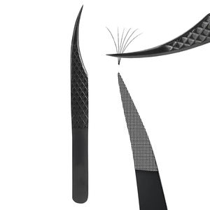 Pinzas de Volumen con Punta de Fibra Curvada de 90 Grados para Extensiones de Pestañas, Pinzas de Precisión con Punta de Micro Rejilla para Uso en Salón - Product Image 1