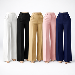 Pantalones para Mujer al por Mayor, Transpirables, de Pierna Ancha, Casuales, Lisos, Teñidos, de Verano, Personalizados, Elegantes - Product Image 4