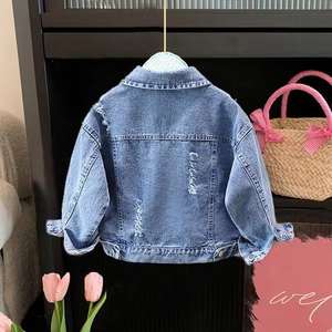Nueva Chaqueta Vaquera Casual de Primavera/Otoño para Niñas, Blusa Moderna Estilo Bebé con Estampado de Dibujos Animados, Parka - Product Image 3