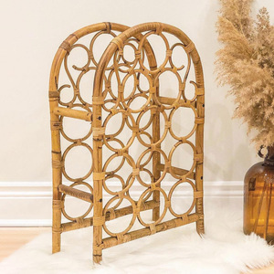 Luxury countertop storage for wine bottles high quality <b>rattan</b> bottle display cabinet crafted by hand - Product Image 6