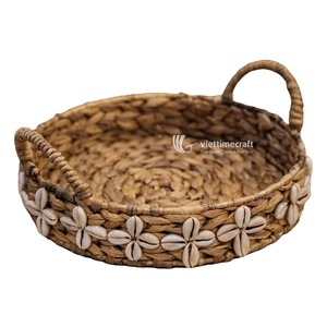 Cesta Tejida a Mano de Jacinto de Agua Ecológica con Asas, Diseño Floral, Color Marrón Rústico, para Uso en Hoteles y Hogares - Product Image 1