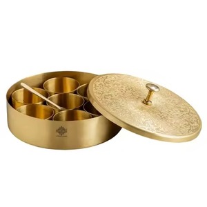 Stylish <b>Spice</b> <b>Storage</b> Box Metal with Decorative Lid Kitchen Organizer for Masala Herbs and Cooking Essentials - Product Image 1