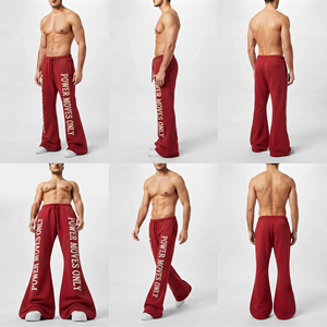 Pantalon de survêtement évasé en molleton épais 420 GSM, style décontracté urbain, en coton French Terry pour l'hiver - Product Image 5