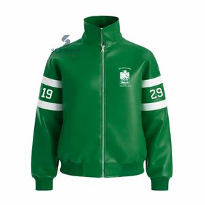 Chaqueta de Cuero PU Iota Phi Lambda para Motociclistas, Chaqueta de Carreras con Bloques de Color para Mujer, Chaqueta de Motociclista de Alta Velocidad - Product Image 2