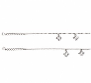 925 Sterling Silver Geometric Dangle Charm <b>Anklet</b> for Women High Polish Minimalist Diamond Shape Design Daily Wear - Product Image 4