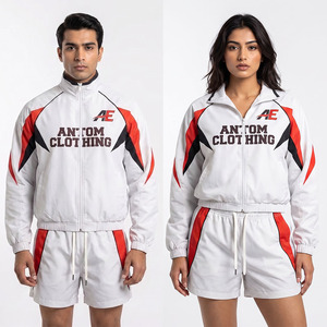 Custom Patchwork Nylon Tracksuit Streetwear Manufacturer Lightweight Zip up Hoodie and Short High Quality Fashion Sweat Suits - Product Image 1
