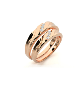 925 Sterling Silver Rose Gold Plated Zircon Bezel Setting Leaf Pattern Romantic <b>Couple</b> Rings - Product Image 2