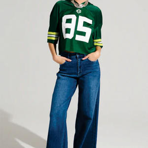 เสื้อเจอร์ซีย์อเมริกันฟุตบอลแบบครอปมีฮู้ดสำหรับผู้หญิง คุณภาพสูง ขายส่ง ผลิตจากโพลีเอสเตอร์ 100% รับสกรีนหมายเลขตามสั่ง เสื้อยืดสตรีทแวร์ - Product Image 6