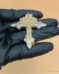 Colgante de Cruz con Diamantes Moissanite VVS Personalizado, Colgante Religioso, Estilo Hip Hop, Plata 925, Chapado en Oro, Joyería Cristiana - Product Image 3