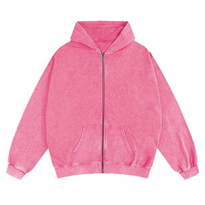 Sweat à capuche zippé délavé pour homme, style vintage oversize, veste décontractée d'automne, sweat-shirt en coton avec poches, coupe décontractée, streetwear - Product Image 4