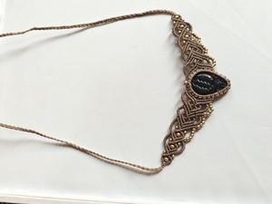 Handmade Macrame <b>Necklace</b> Blue Gemstone Pendant Boho Tribe Ethnic Jewelry Adjustable <b>Cord</b> Artisan Hippie Statement <b>Necklace</b> Boho - Product Image 4