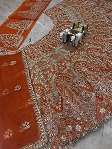 LAHENGA CHOLI DUPATTA BUTTER <b>FLY</b> <b>NET</b> SEQUNCE EMBROIDERY WORK WITH CANCAN & CANVAS PATTA - Product Image 6