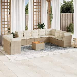 Set Divano da Giardino Beige e Bianco Crema - Product Image 1