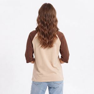 T-shirt personnalisé pour femme à manches raglan, col rond, coupe décontractée, 100 % coton tricoté, coupe ample - Product Image 2