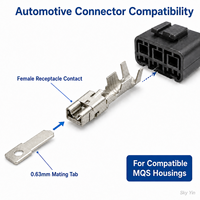 Connecteur femelle à sertir pour automobile TE Connectivity AMP MQS, référence 5-968221-1, borne de 0,63 mm, plaqué étain, 20-18 AWG