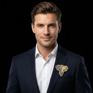 Pendentif éléphant en or jaune 18 carats et argent sterling, diamant brillant de 1,81 ct cultivé en laboratoire, pièce d'art de luxe en filigrane pour homme - Product Image 1