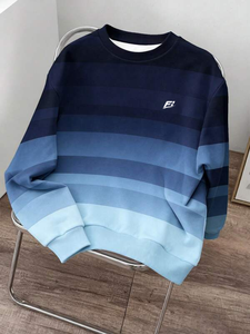 Men's Color Gradient Striped Sweatshirt Crewneck <b>Long</b> <b>Sleeve</b> Casual Streetwear Pullover <b>Top</b> Wholesale Apparel - Product Image 5