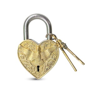 Strong <b>Padlock</b> Made With Brass Body And Steel Shackle Vintage Lock Choice For Gates Durable Heart & Bird <b>Padlock</b> Antique Finish - Product Image 3