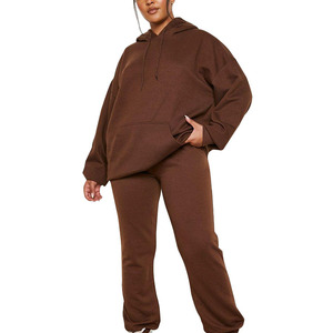 Sweat-shirt ample et surdimensionné avec pantalon de jogging long jusqu'aux chevilles, design OEM, ensemble de survêtement d'hiver pour femmes - Product Image 1