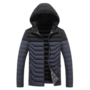 <b>Men's</b> Winter Hooded Puffer <b>Jacket</b> Color Blocking Zipper Closure Waterproof Windproof Casual Outerwear Thick Polyester Front - Product Image 3