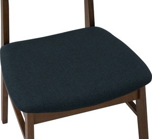 Modern Dark Walnut Dining Chair with Synthetic Rattan <b>Backrest</b> Padded Fabric Seat Chair Mid Century Kitchen Furniture - Product Image 6