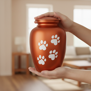 Factory Price Eco Friendly Pet Memorial Urn for <b>Dog</b> <b>Ashes</b> Solid Aluminium Metal Cremation Jar Paw Print Design Personalized Urns - Product Image 4