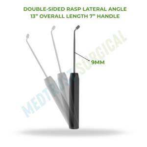 Râpe spinale latérale double face, longueur totale 13 pouces, manche 7 pouces, pointe 9 mm, instrument orthopédique pour la colonne vertébrale - Product Image 2