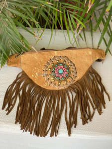 Riñonera de piel de vaca cosida a mano en cinturón de bolsillo de cadera negro cinturón de bolsillo de cintura flecos cinturones de flecos de pelo de vaca - Product Image 5