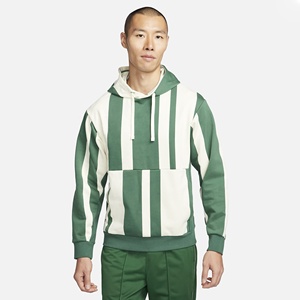 Sudadera con Capucha a Rayas para Hombre de Alta Calidad, Verde y Blanco, Corte Regular Informal, con Bolsillo, Felpa Francesa de Algodón, para Otoño - Product Image 1
